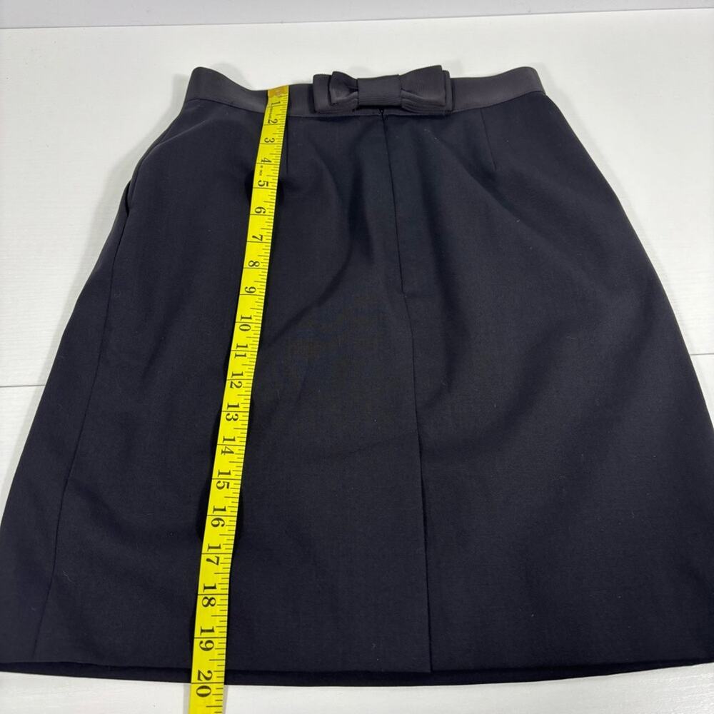 Kate Spade Timeless Black Wool Pencil Skirt with Back Bow Detail Size 2 D0063 - Picture 8 of 8